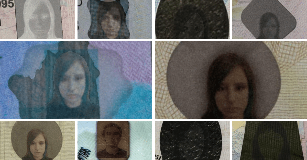 Examples of windowpane features on various state IDs